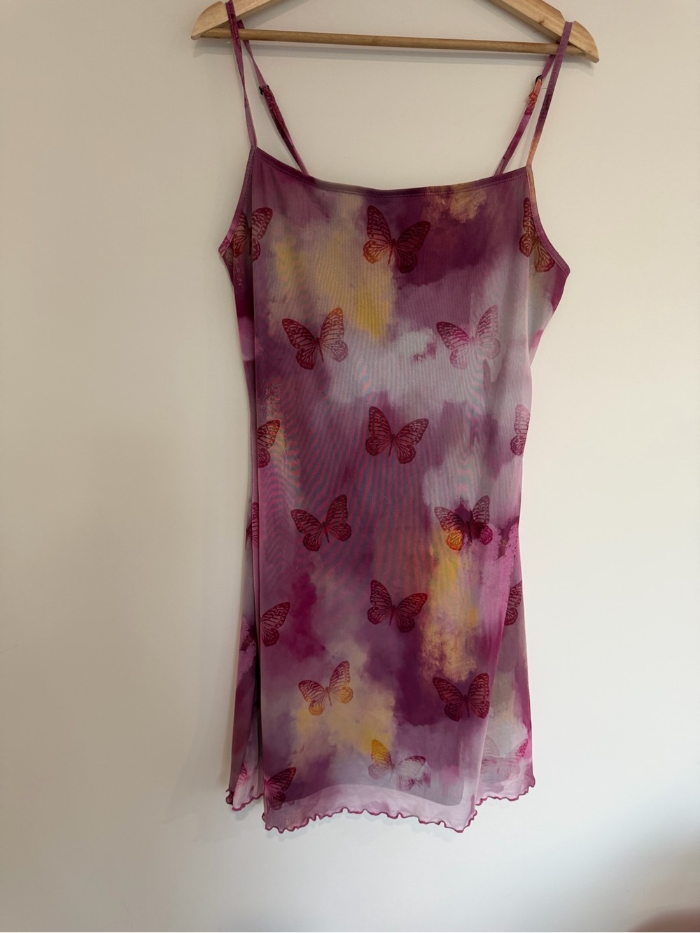 Y2K Butterfly Print Slip Dress - Pink & Yellow homecoming